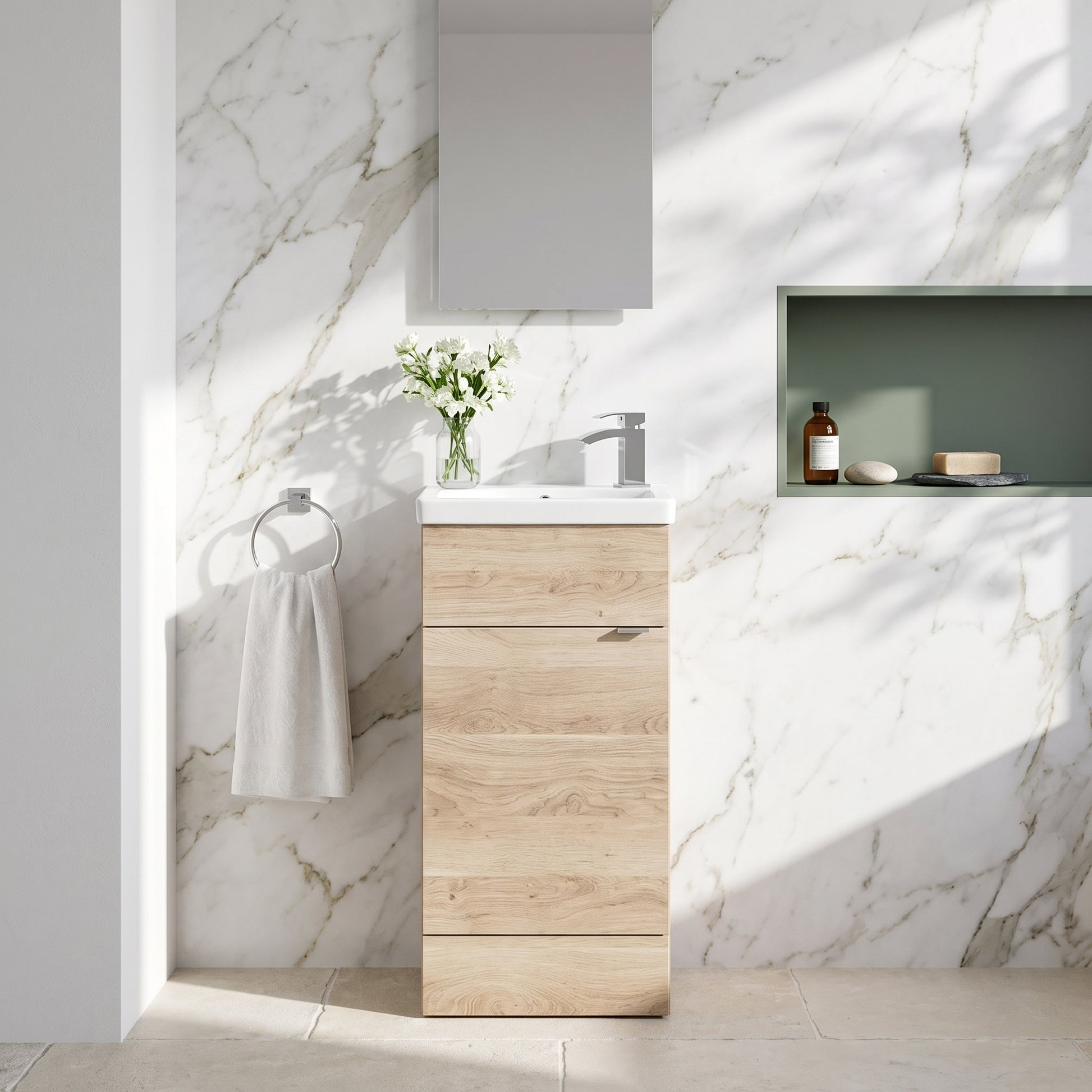 Fairford Union 400mm Bleached Oak Slimline Vanity Unit