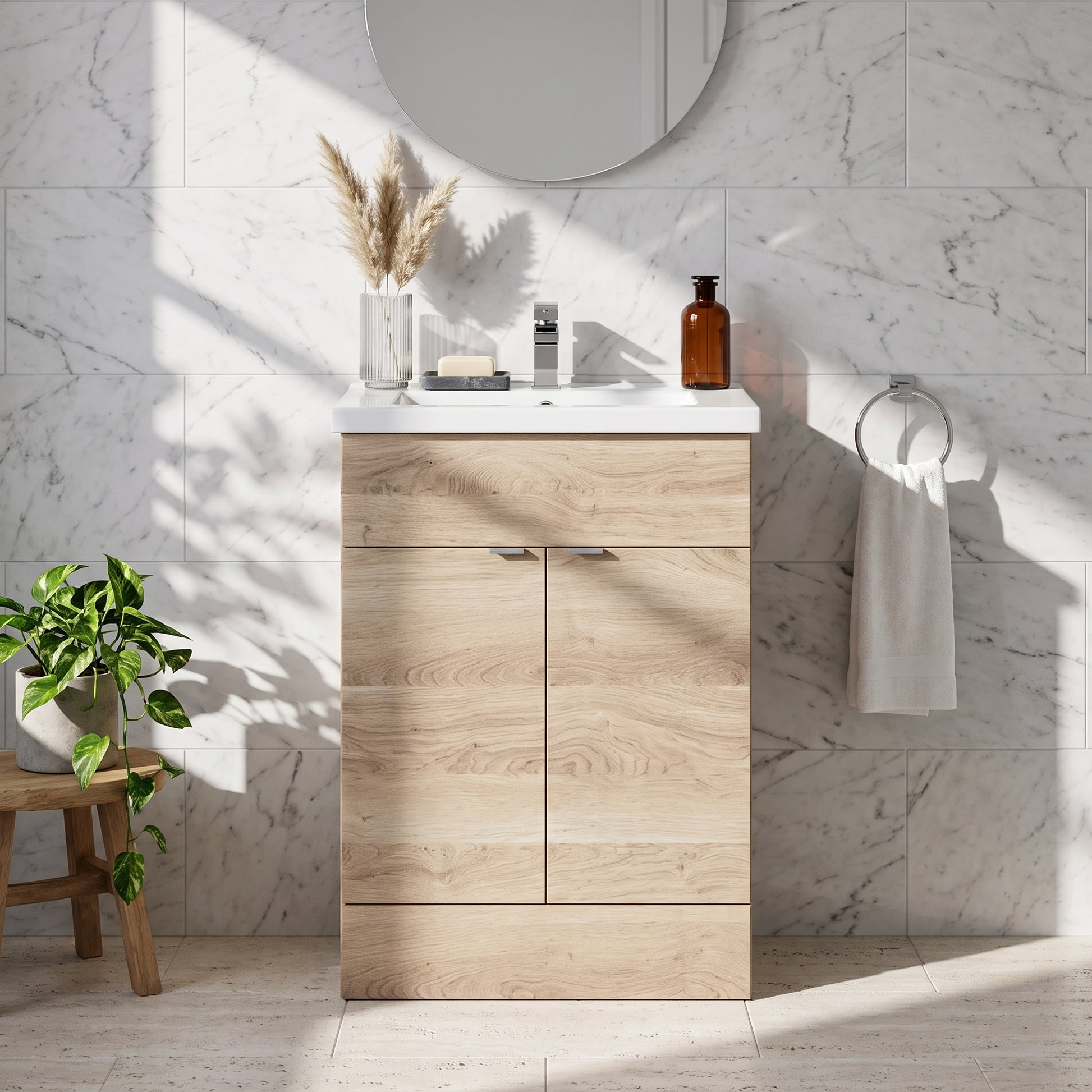 Fairford Union 600mm Bleached Oak Full Depth Vanity Unit