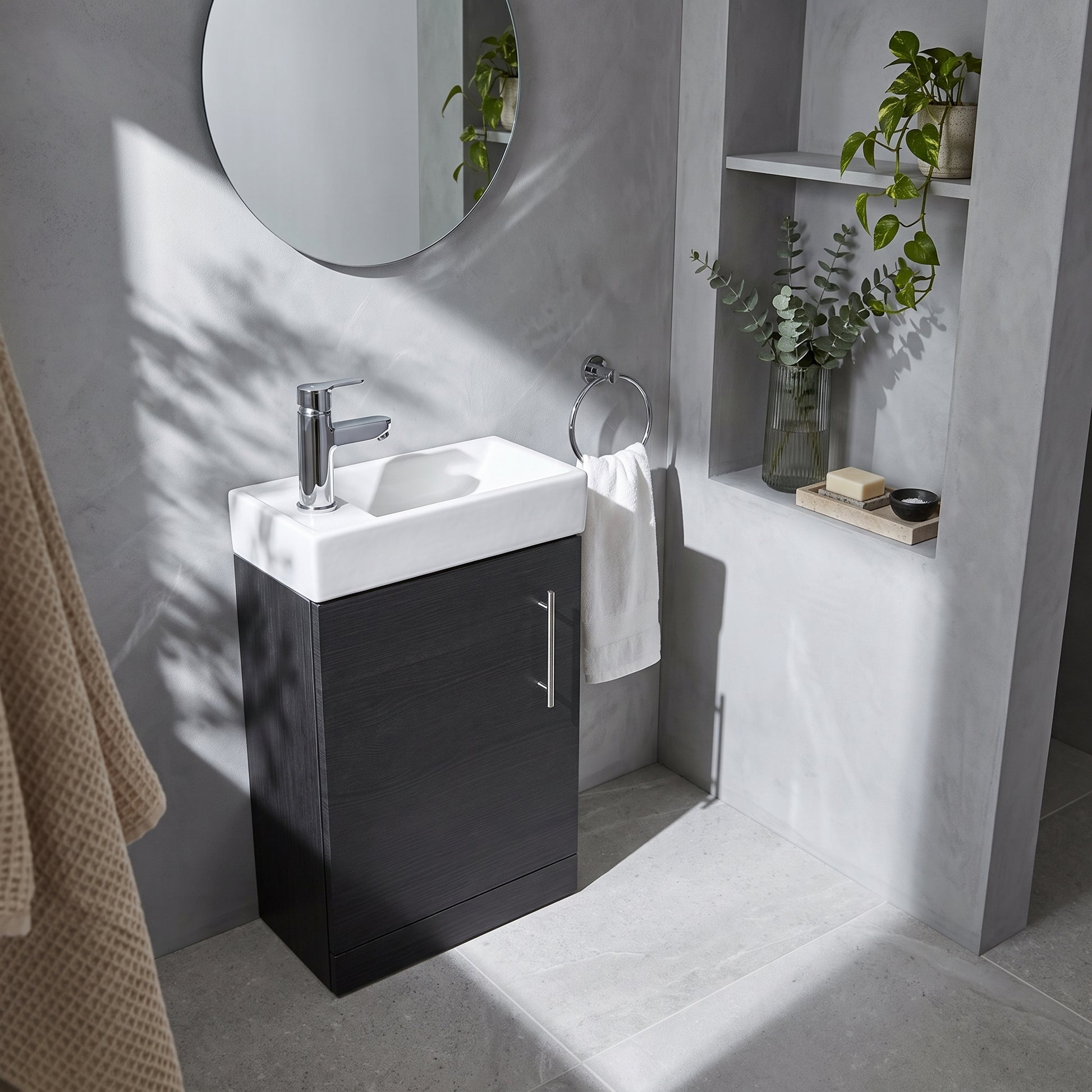 Fairford Minimalist 400mm Hacienda Black Floor Standing Vanity Unit