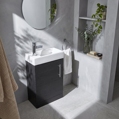 Fairford Minimalist 400mm Hacienda Black Floor Standing Vanity Unit