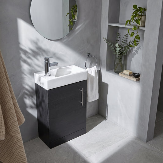 Fairford Minimalist 400mm Hacienda Black Floor Standing Vanity Unit