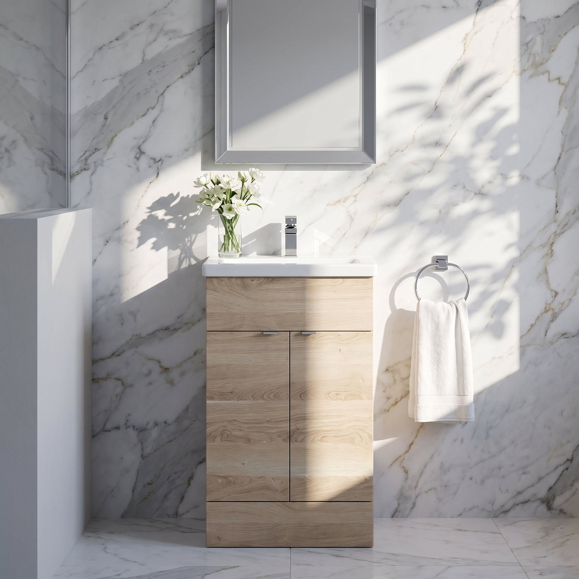 Fairford Union 500mm Bleached Oak Full Depth Vanity Unit