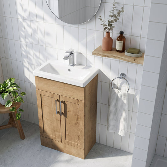 Fairford Union Style Shaker Dark Oak 500mm Slimline Vanity Unit