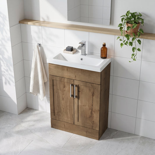 Fairford Union Style Shaker Dark Oak 600mm Slimline Vanity Unit
