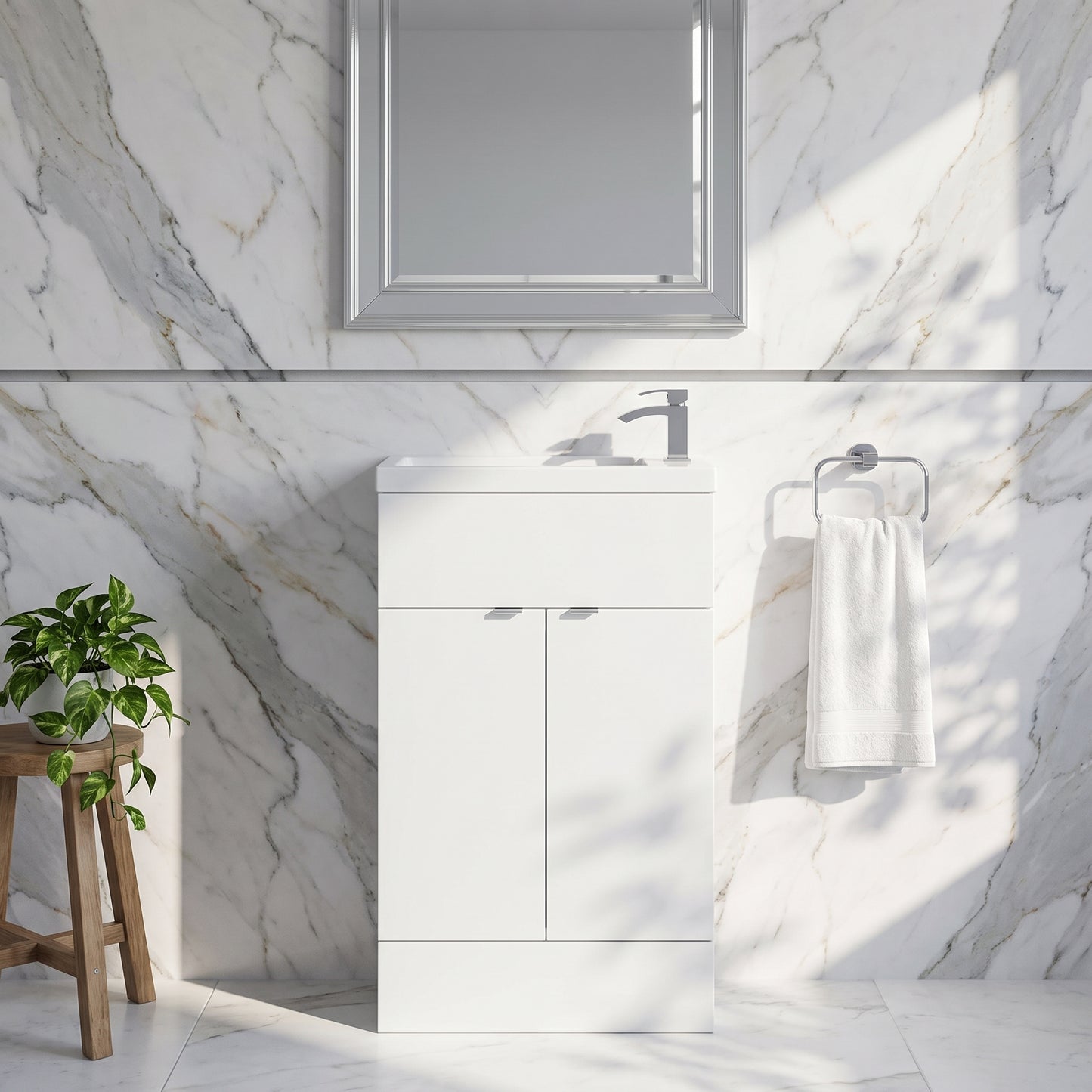 Fairford Union 600mm Slimline Gloss White Vanity Unit