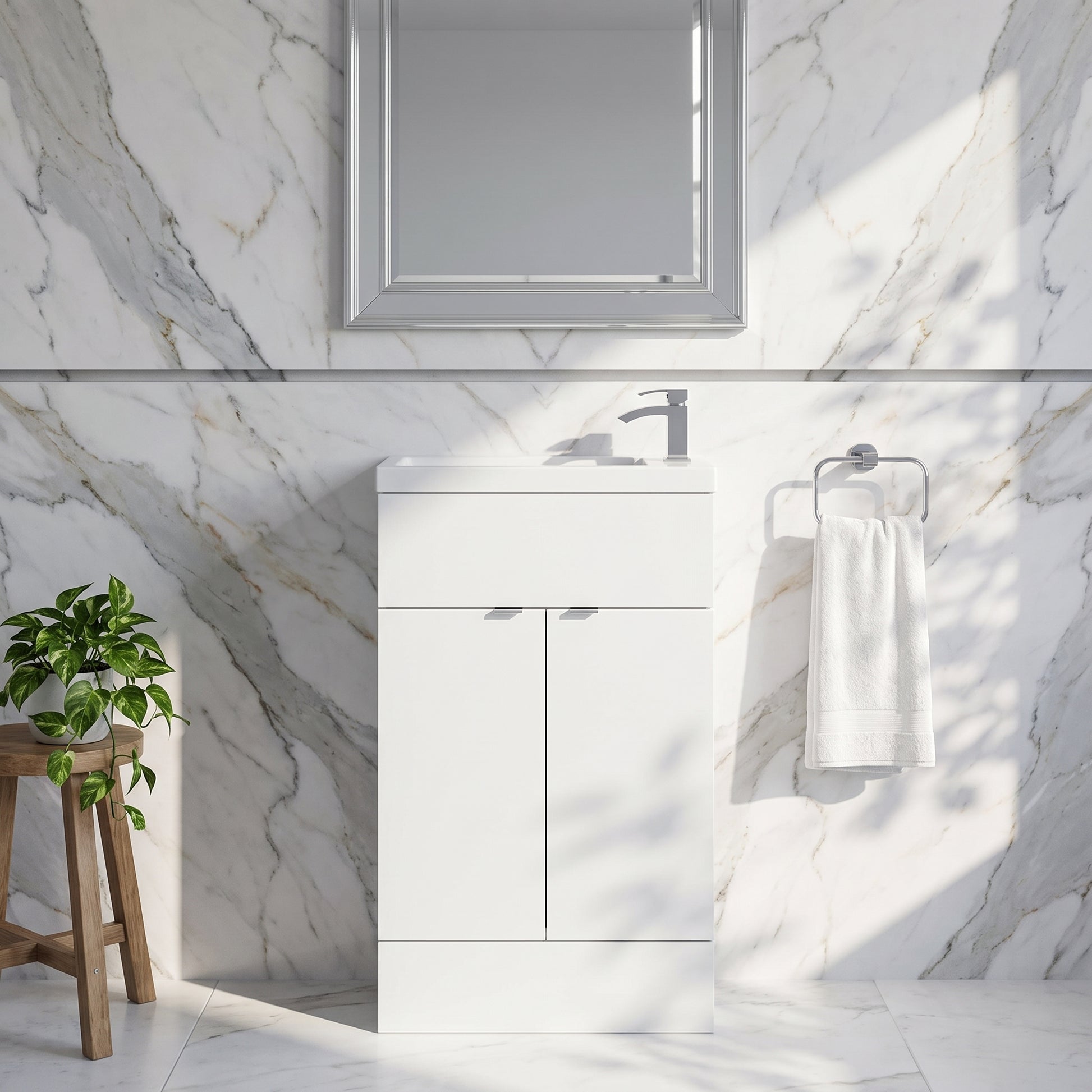 Fairford Union 600mm Slimline Gloss White Vanity Unit