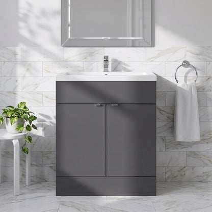 Fairford Union 800mm Full Depth Gloss Grey Vanity Unit