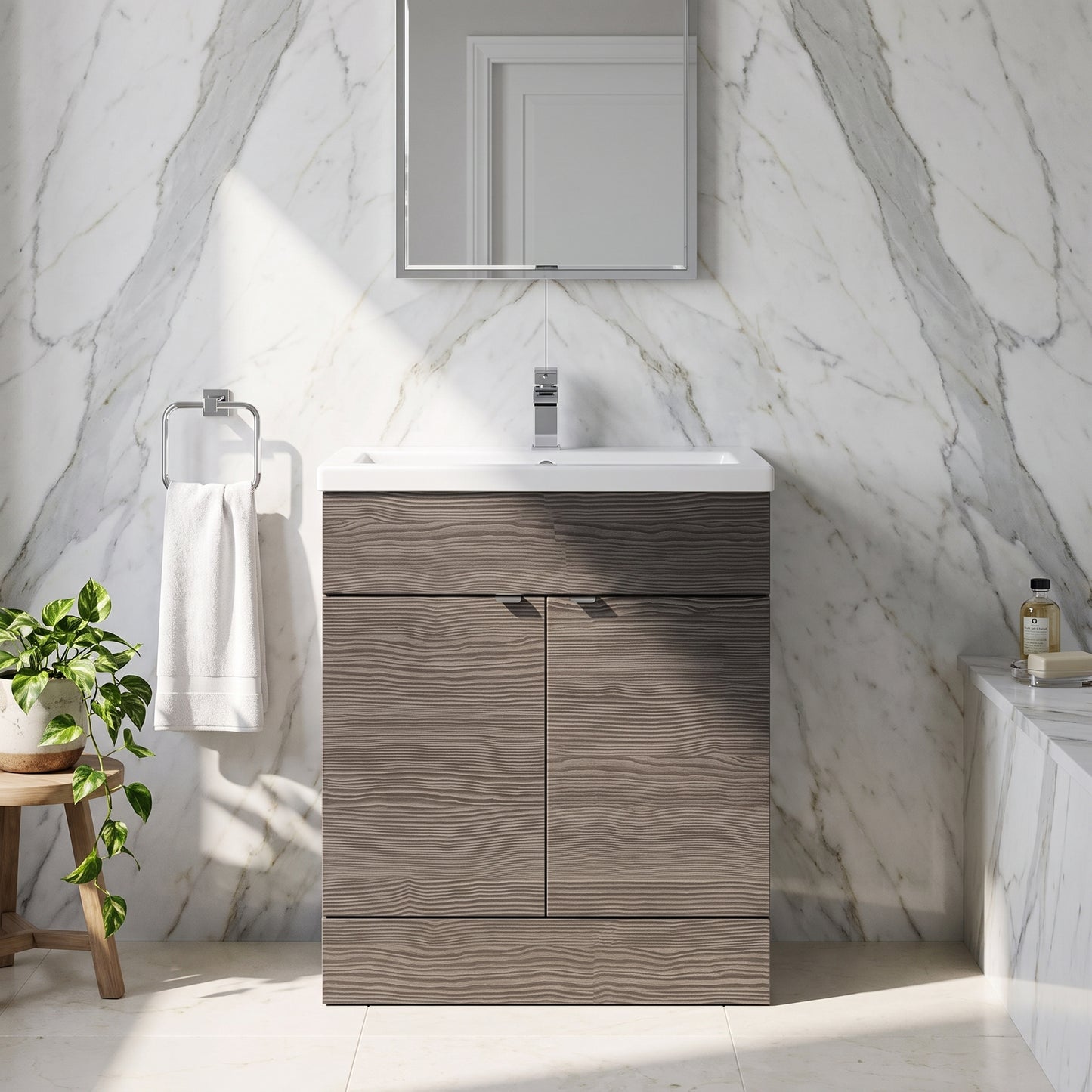Fairford Union 800mm Full Depth Grey Woodgrain Vanity Unit