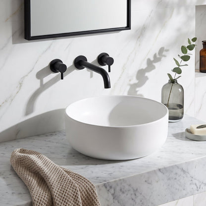 Fairford Finesse 0TH, 350 x 350 x 120mm Round Vessel — Bright White Marble lifestyle