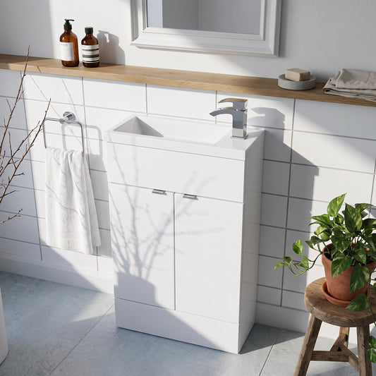 Fairford Union 600mm Slimline Gloss White Vanity Unit