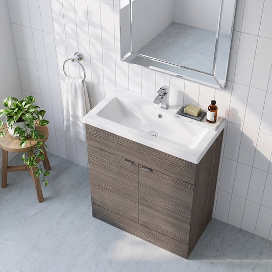 Fairford Union 800mm Full Depth Grey Woodgrain Vanity Unit