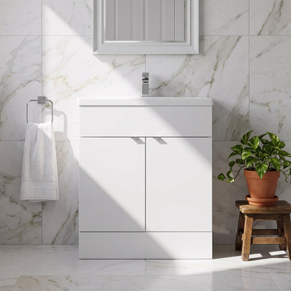 Fairford Union 800mm Full Depth Gloss White Vanity Unit