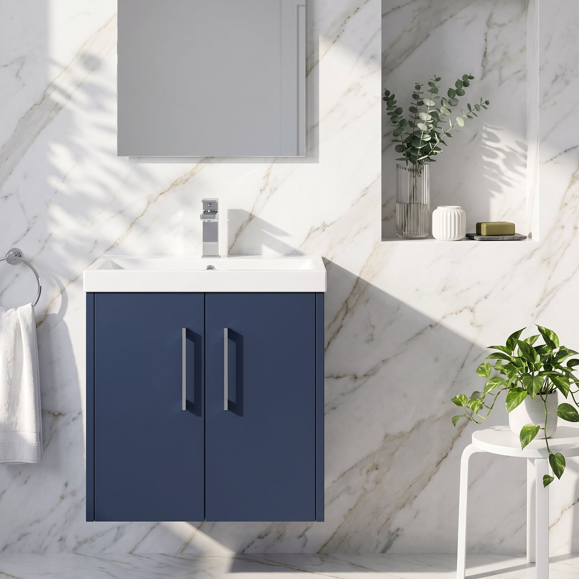 Fairford Anika 500mm Matt Blue 2 Door Wall Hung Vanity Unit