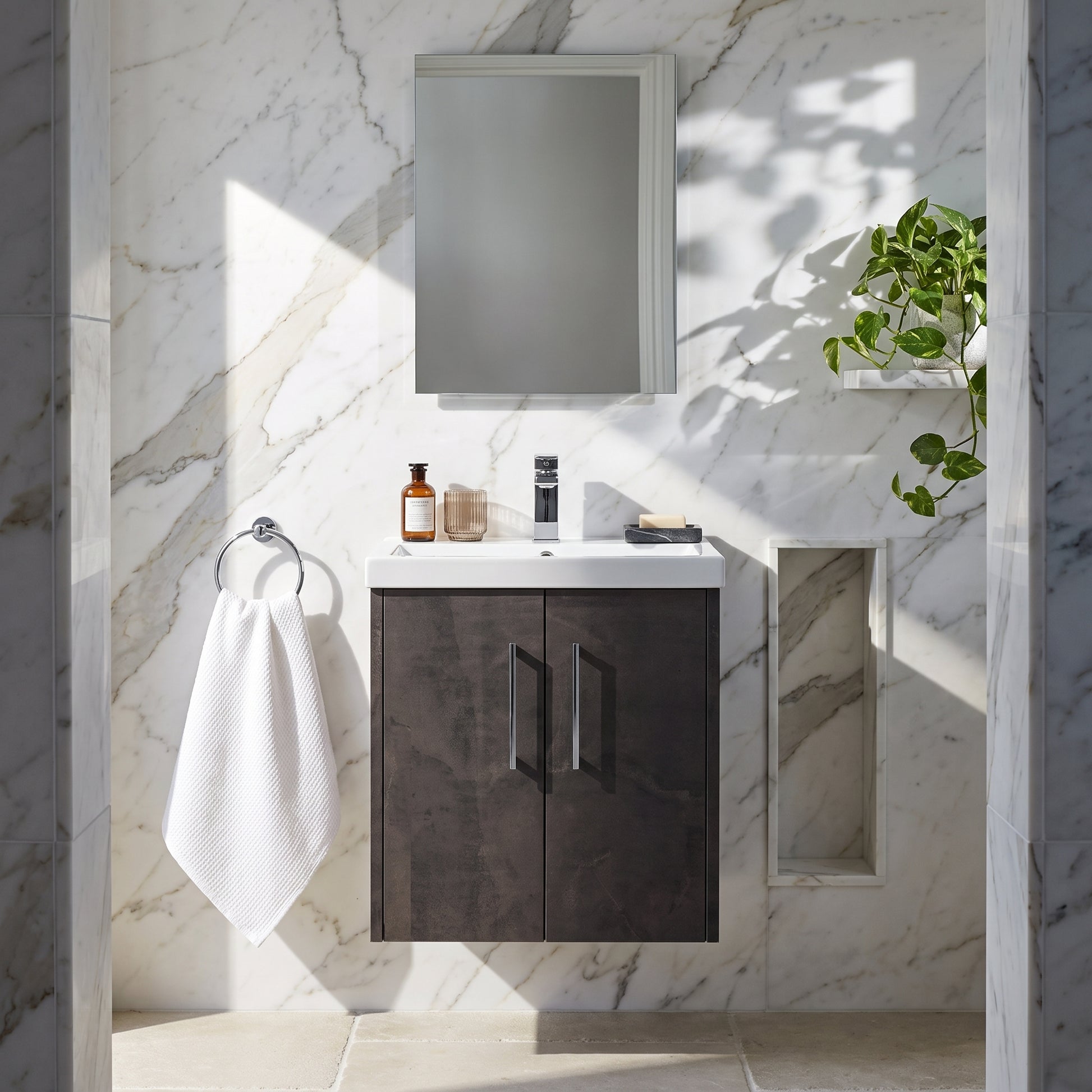Fairford Anika 500mm Matt Slate 2 Door Wall Hung Vanity Unit