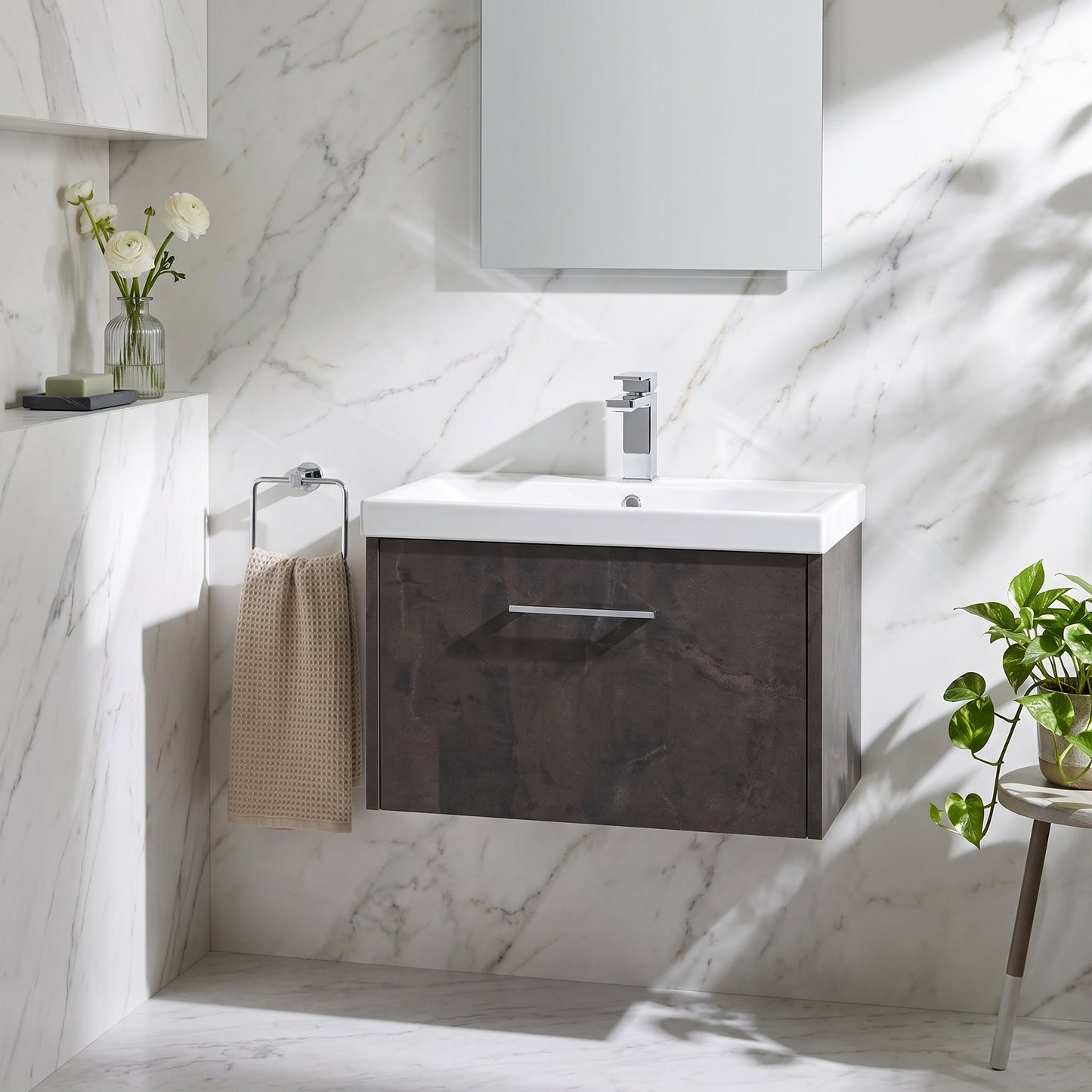 Fairford Anika 600mm Matt Slate 1 Drawer Wall Hung Vanity Unit