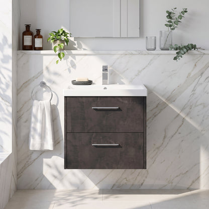 Fairford Anika 600mm Matt Slate 2 Drawer Wall Hung Vanity Unit