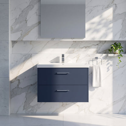 Fairford Anika 800mm Matt Blue 2 Drawer Wall Hung Vanity Unit
