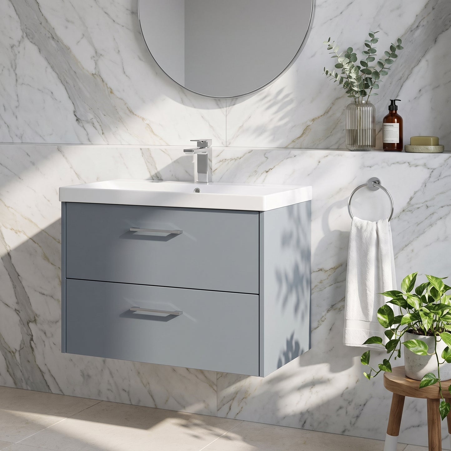 Fairford Anika 800mm Matt Grey 2 Drawer Wall Hung Vanity Unit