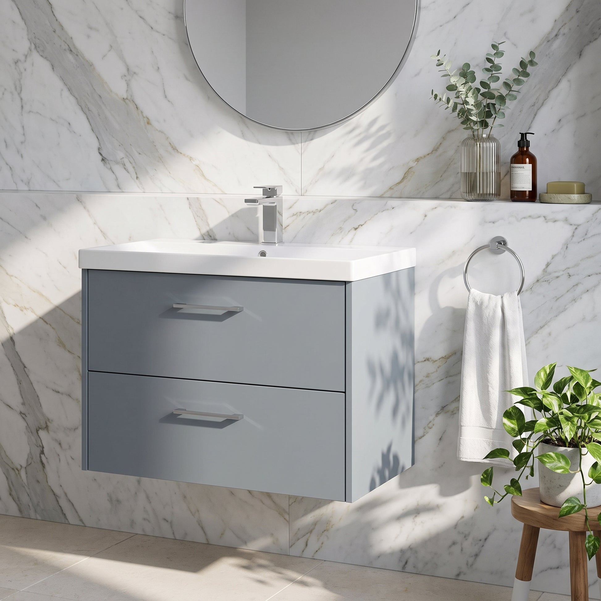 Fairford Anika 800mm Matt Grey 2 Drawer Wall Hung Vanity Unit