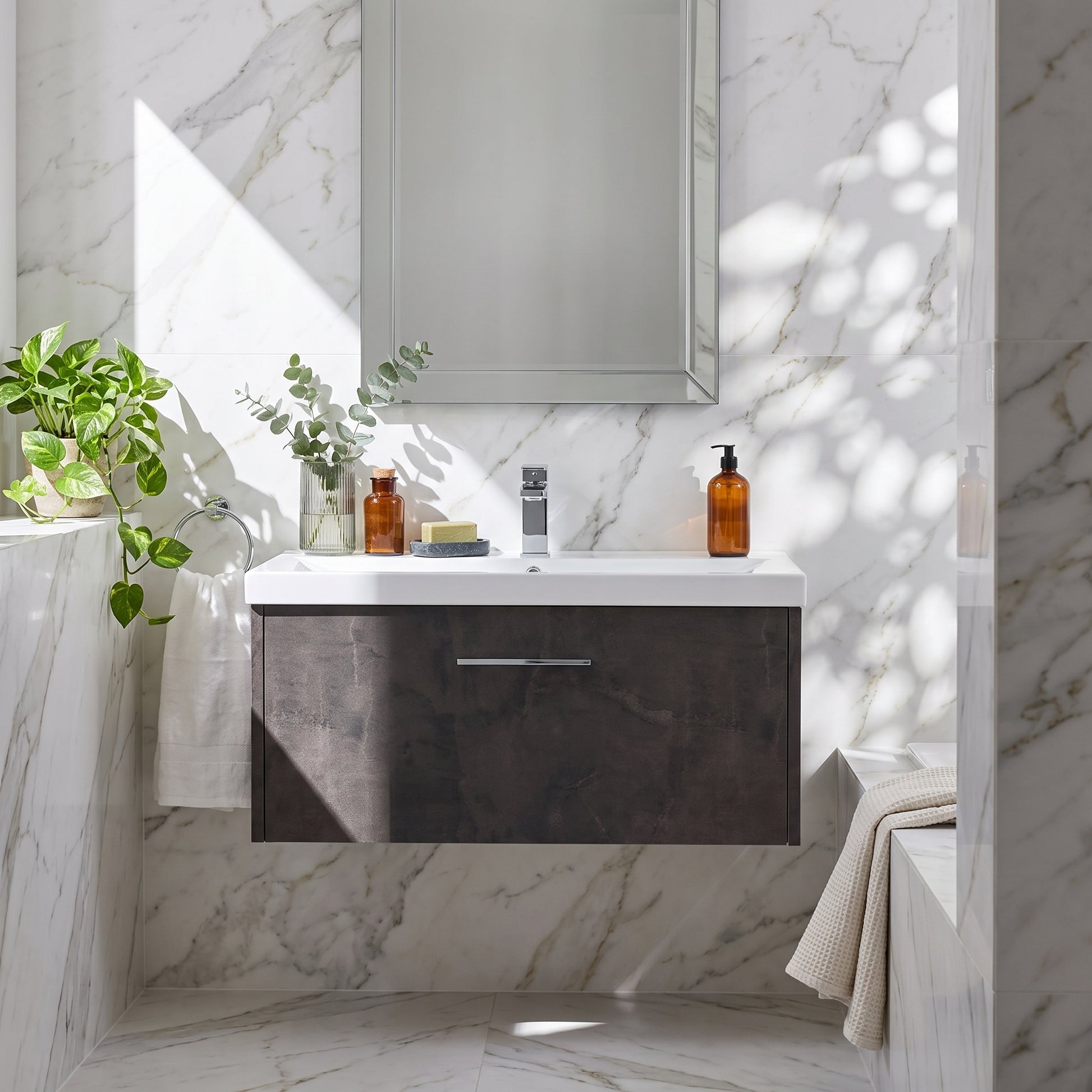 Fairford Anika 800mm Matt Slate 1 Drawer Wall Hung Vanity Unit