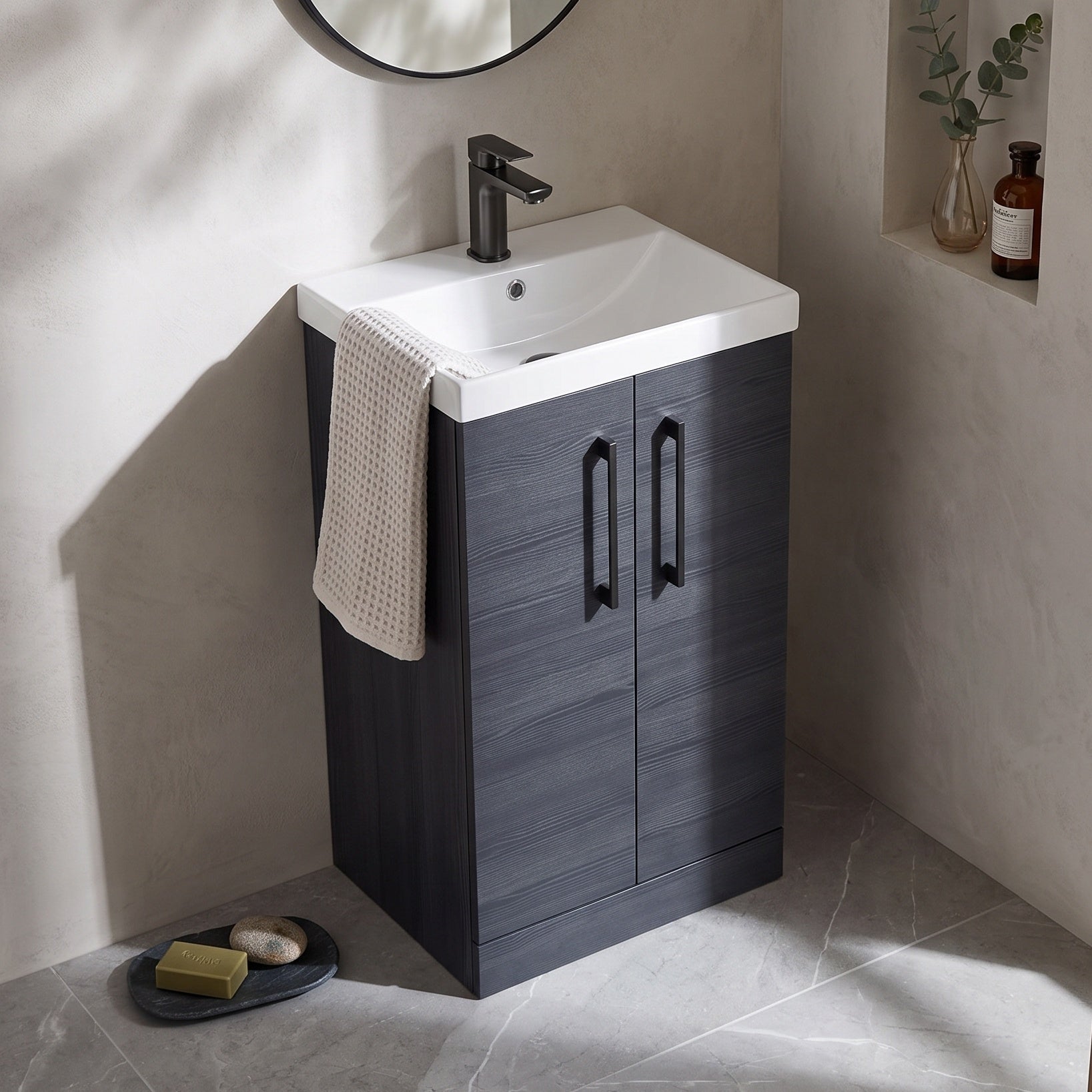 Fairford Aspri 2 500mm Charcoal Black Floor Standing Vanity Unit