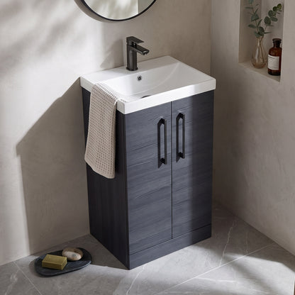 Fairford Aspri 2 500mm Charcoal Black Floor Standing Vanity Unit