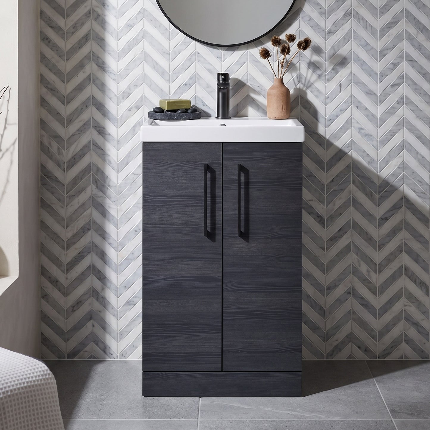 Fairford Aspri 2 500mm Charcoal Black Floor Standing Vanity Unit