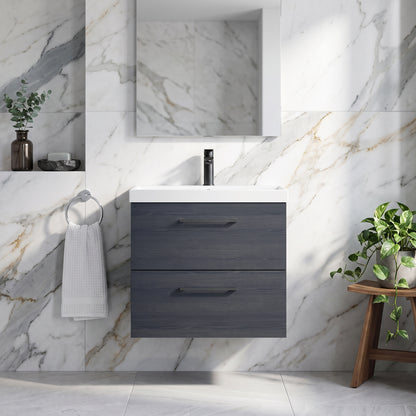 Fairford Aspri 600mm Charcoal Black 2-Drawer Wall Hung Vanity Unit