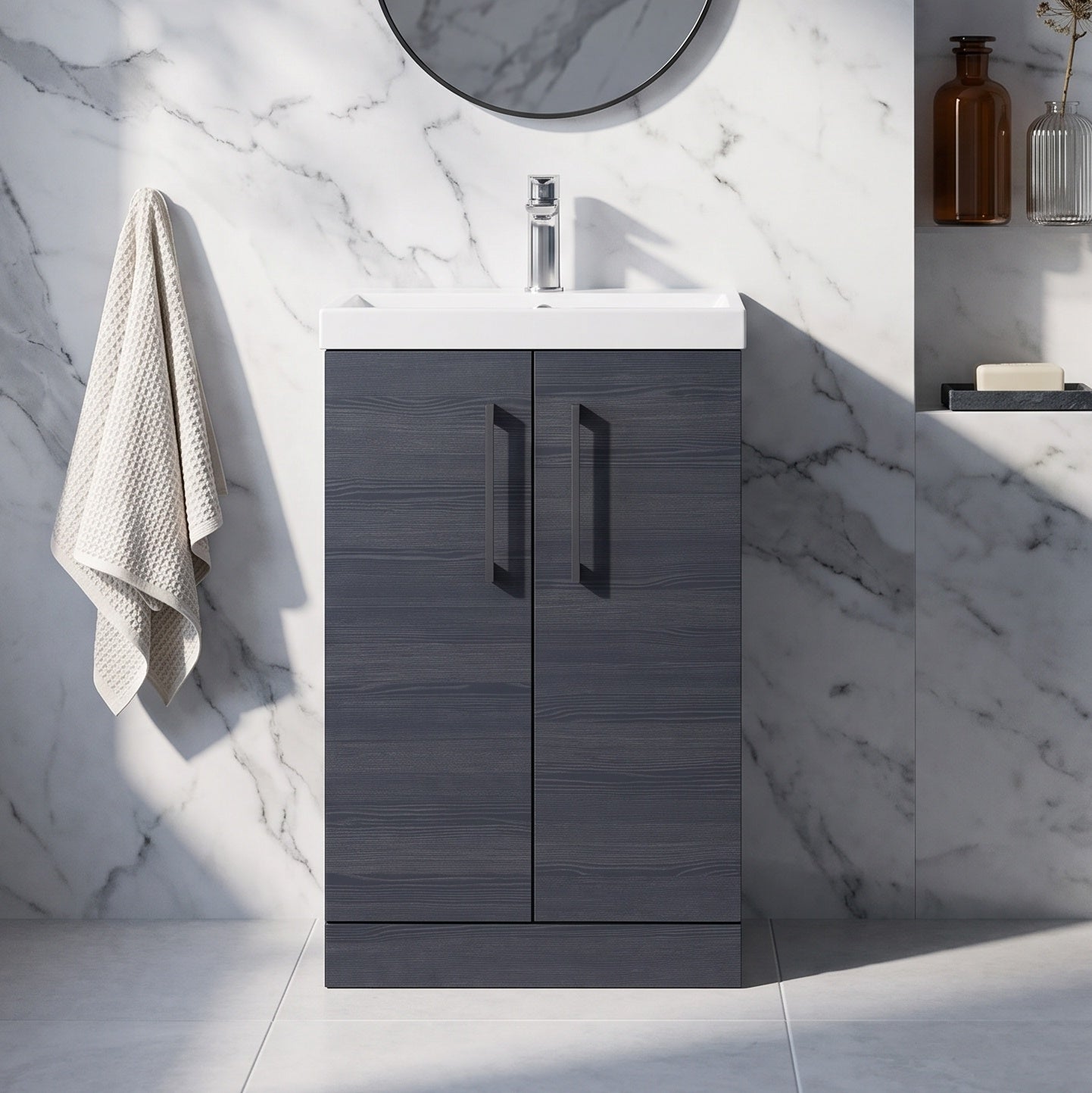 Fairford Aspri 2 500mm Charcoal Black Floor Standing Vanity Unit