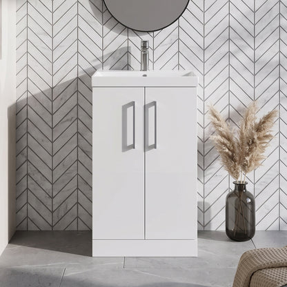 Fairford Aspri 2 500mm Gloss White Floor Standing Vanity Unit