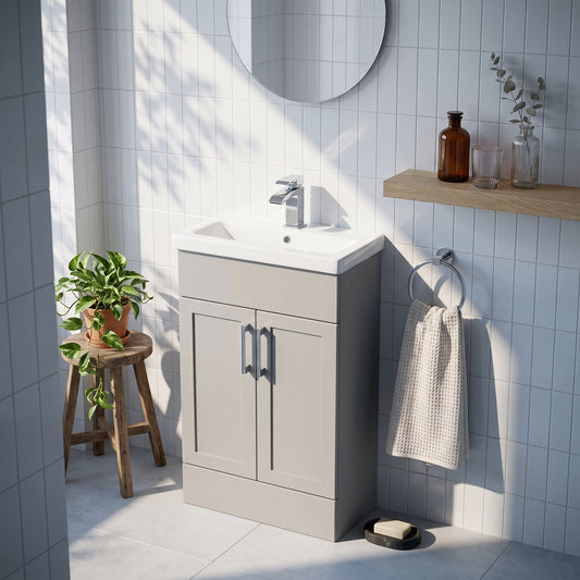Fairford Union Style Shaker Matt Stone Grey 500mm Slimline Vanity Unit