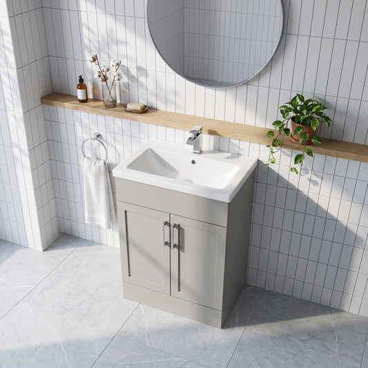 Fairford Union Style Shaker Matt Stone Grey 600mm Full Depth Vanity Unit