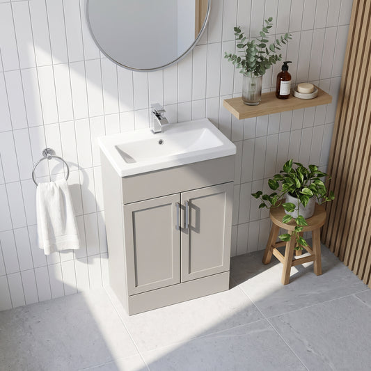 Fairford Union Style Shaker Matt Stone Grey 600mm Slimline Vanity Unit