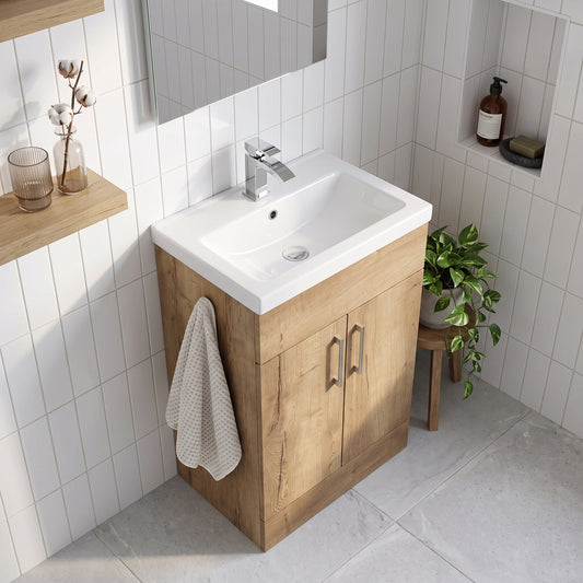 Fairford Union Style Slab Dark Oak 600mm Full Depth Vanity Unit