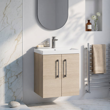 Fairford Aspri 500mm Solace Oak 2-Door Wall Hung Vanity Unit