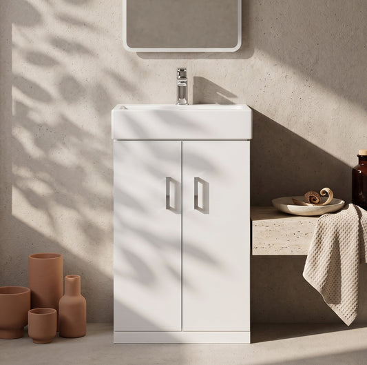 Fairford Arlo Gloss White 450mm Floorstanding Vanity Unit