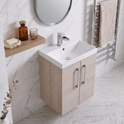 Fairford Aspri 500mm Solace Oak 2-Door Wall Hung Vanity Unit