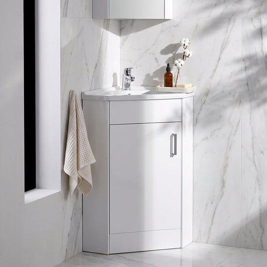 Fairford Arlo Gloss White 555mm 1 Door Corner Cabinet