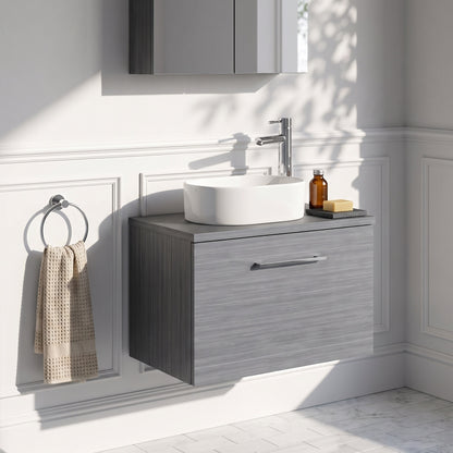 Fairford Aspri 600mm Anthracite Wall Hung Vanity Unit, MDF Anthracite Worktop