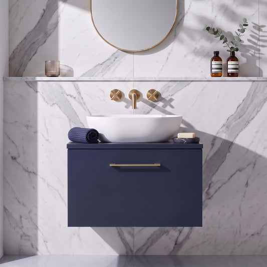 Fairford Aspri 600mm Midnight Blue 1-Drawer Wall Hung Vanity