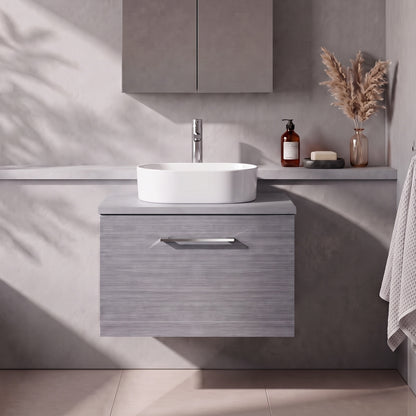 Fairford Aspri 600mm Anthracite Wall Hung Vanity Unit, MDF Anthracite Worktop