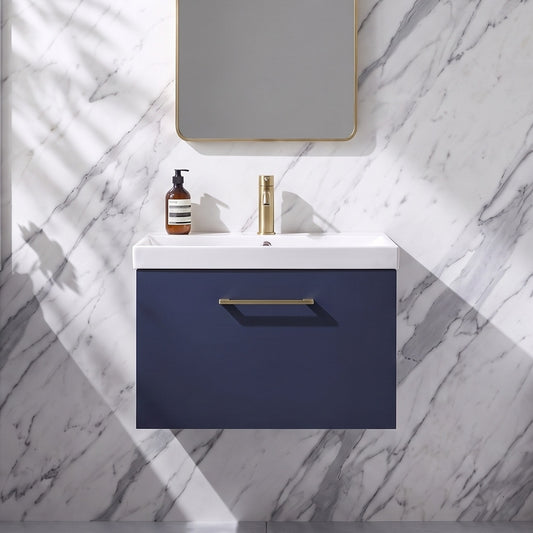 Fairford Aspri Midnight Blue 600mm 1 Drawer Wall Hung Vanity Unit