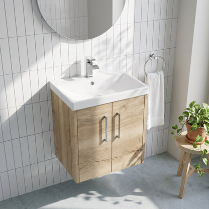 Fairford Anika 500mm Oak Woodgrain 2 Door Wall Hung Vanity Unit