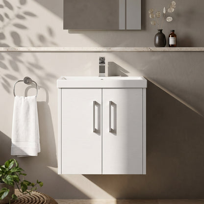 Fairford Anika 500mm White Woodgrain 2 Door Wall Hung Vanity Unit