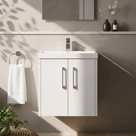 Fairford Anika 500mm White Woodgrain 2 Door Wall Hung Vanity Unit