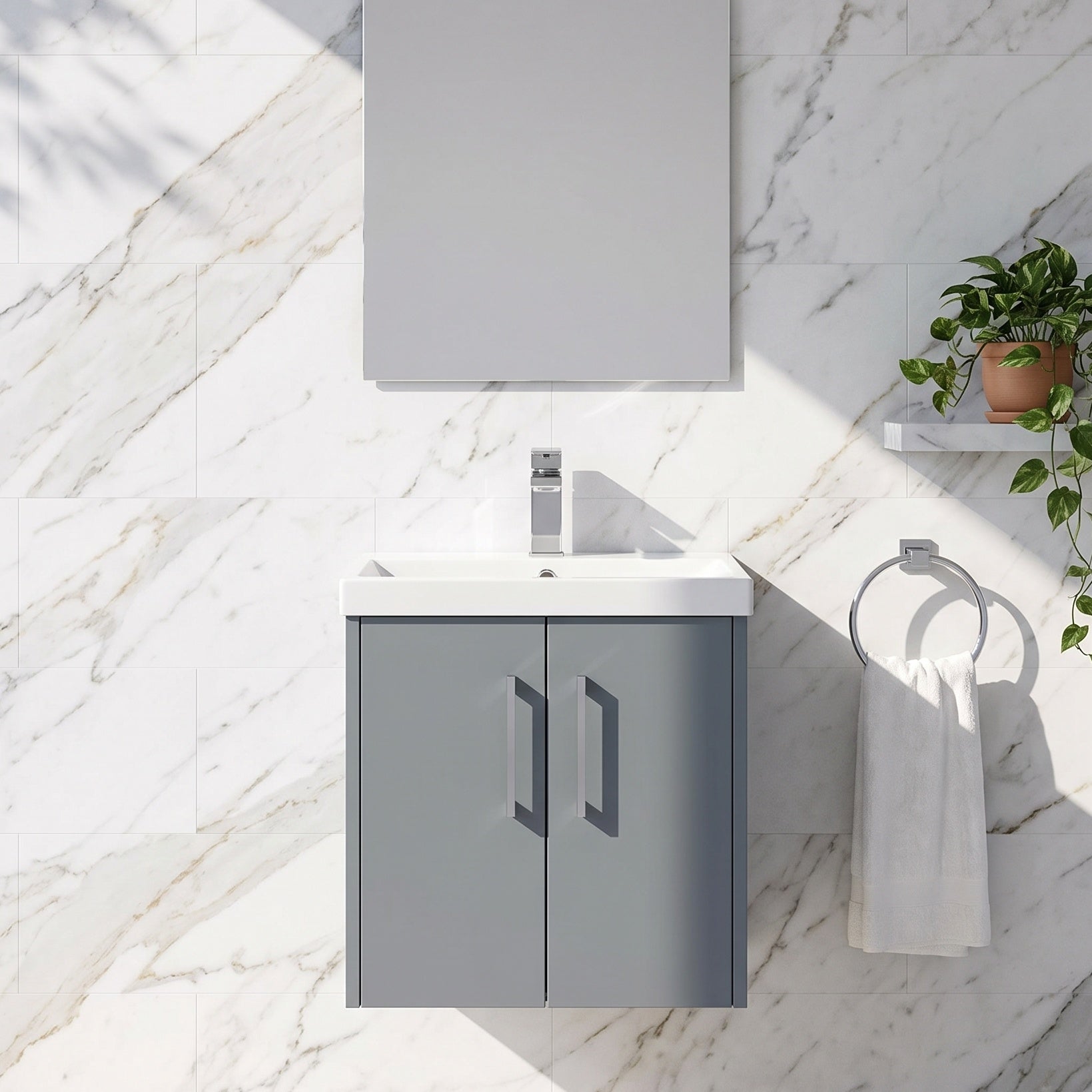 Fairford Anika 500mm Matt Grey 2 Door Wall Hung Vanity Unit
