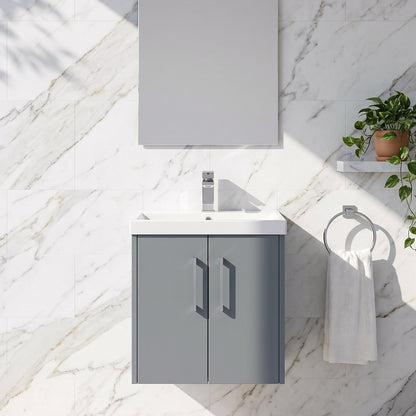 Fairford Anika 500mm Matt Grey 2 Door Wall Hung Vanity Unit