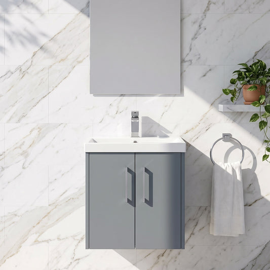 Fairford Anika 500mm Matt Grey 2 Door Wall Hung Vanity Unit