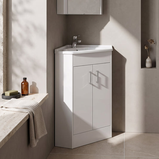 Fairford Arlo Gloss White 555mm 2 Door Corner Cabinet