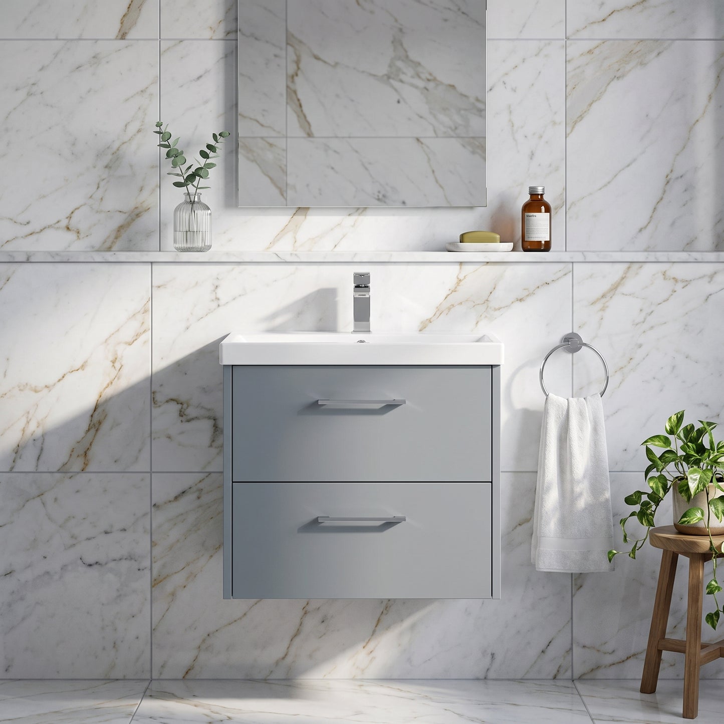 Fairford Anika 600mm Matt Grey 2 Drawer Wall Hung Vanity Unit